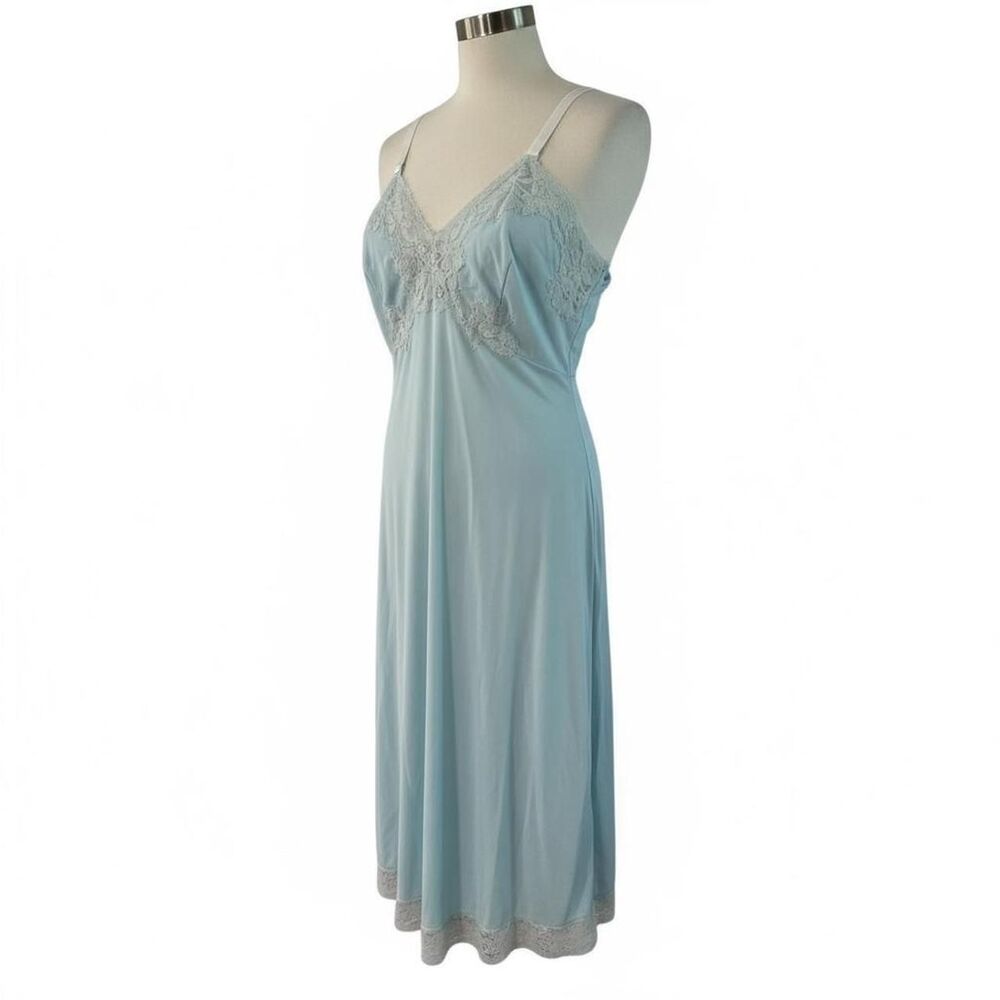 Vintage 60s Powder Blue Lace Romantic Nightgown Nightie